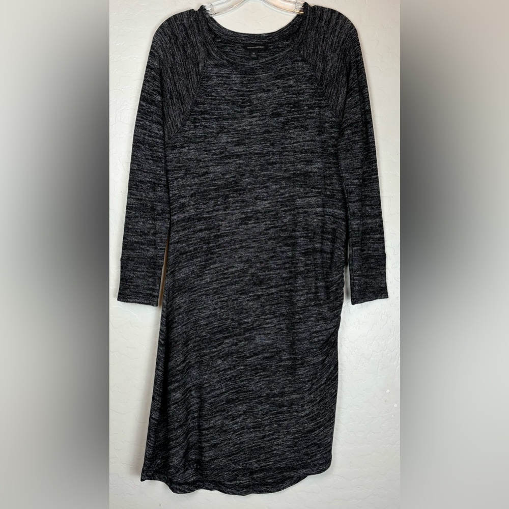 Banana Republic Gray Marled Ruched Long Sleeve Crew Neck Sheath Dress M 0810